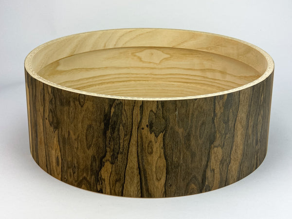 14" x 5" Ziricote auf Esche/Ash 3mm mit Re-Rings Snareshell