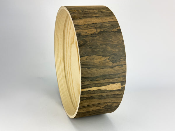 14" x 5" Ziricote auf Esche/Ash 3mm mit Re-Rings Snareshell