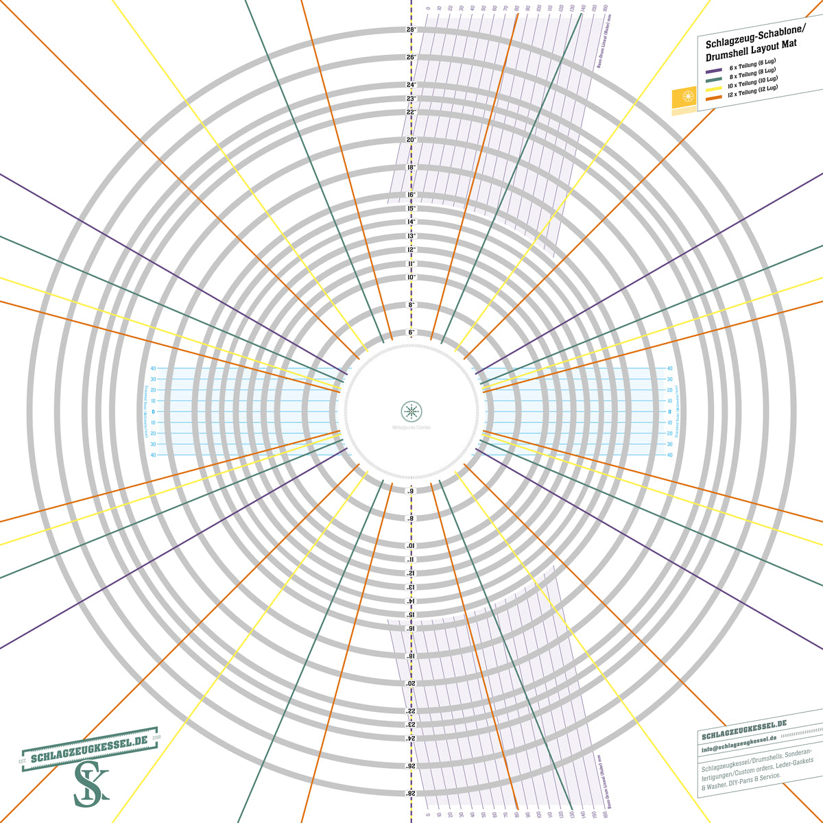 Schlagzeugkessel Drum Shell LayoutMat auf Papier 76 cm x 76 cm Schlagzeugkessel.de